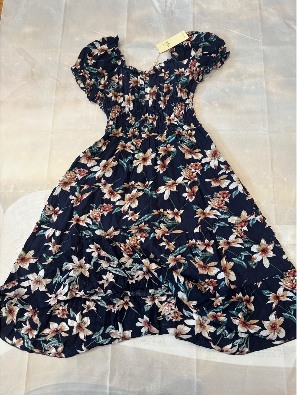 Julia navy floral dress CLOTHING00058